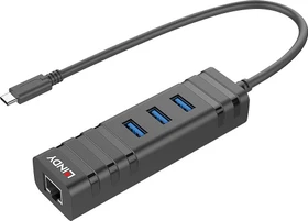 Lindy LAN-Adapter, USB-Hub, RJ-45, USB-C 3.0 [Stecker] (43249)