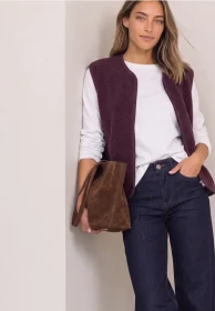 Street One Teddy mit Zipper und Corddetails Weste rustic rouge (Damen)