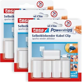tesa Powerstrips Kabel-Clip weiß, 5 Stück