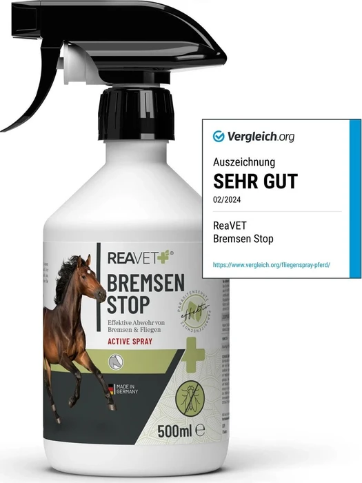 REAVET Bremsen Stop Spray (Anwendung am Pferd), 500ml
