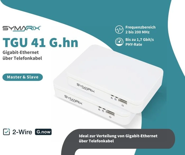 Symarix TGU 41 Master/Slave Set, Ethernet über Telefonleitung, RJ-45 G.hn, 2x RJ-45, 2er-Pack