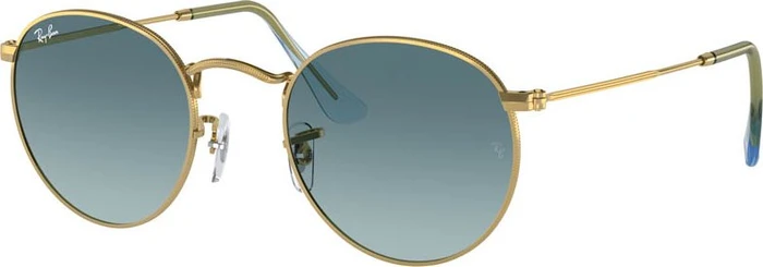 Ray-Ban RB3447 Round Metal 53mm polished gold/blue