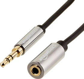 AmazonBasics 3.5mm 3-Pin Klinke Verlängerungskabel schwarz/silber 3.6m