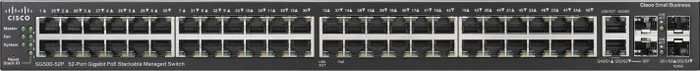 Cisco SG500 Rackmount Gigabit Managed Stacking Switch, 48x RJ-45, 2x RJ-45/SFP, 375W PoE+