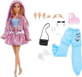 Mattel Barbie - Deluxe Style mit 4 Kleidungsstücken und Farbwechsel Haaren