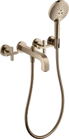 Hansgrohe Axor Citterio 3-Loch Wannenkombination mit Kreuzgriffen und Rosetten polished red gold