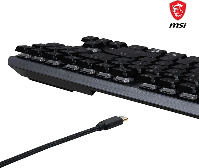 MSI Vigor GK50 Low Profile TKL, LEDs RGB, Kailh Choc LOW PROFILE WHITE, USB, DE