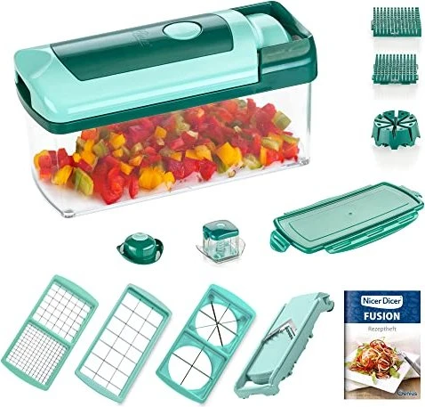 Genius Nicer Dicer Plus – 14-teiliger Gemüseschneider Mit Edelstahlklingen. Perfekt Für Würfel, Stifte & Scheiben.