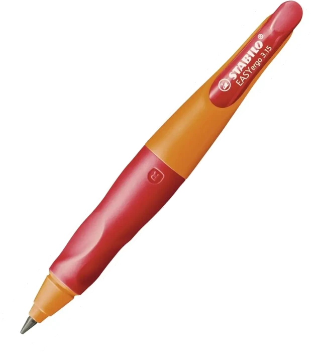 STABILO EASYergo Druckbleistift HB 3.15mm graphit, rot/orange, Rechtshänder, Anspitzer