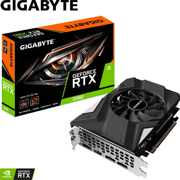 GIGABYTE GeForce RTX 2060 Mini ITX OC 6G (Rev. 2.0), 6GB GDDR6, HDMI, 3x DP