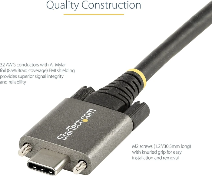 StarTech USB 3.1 Kabel mit Seitenschraubverriegelung, USB-C 3.1 [Stecker]/USB-C 3.1 [Stecker, verschraubbar] schwarz, 1m