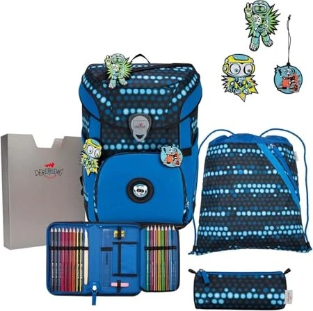 DerDieDas ErgoFlex Easy Exklusiv Superflash Blue Robot Schultaschen-Set, 5-tlg.