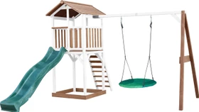 Axi Spielturm Beach Tower mit Rutsche und Nestschaukel braun/weiß/grün