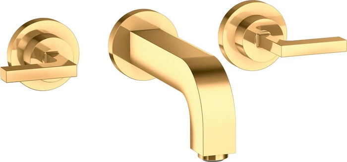 Hansgrohe Axor Citterio 3-Loch Waschbeckenarmatur mit Hebelgriffen 162mm polished goldoptik