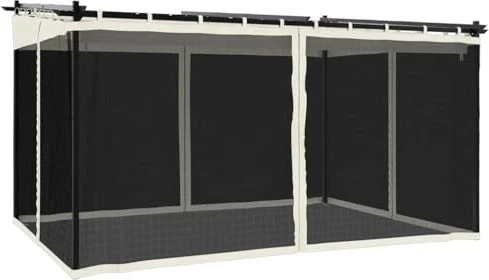 vidaXL Pavillon 4x3m mit Netzwänden creme