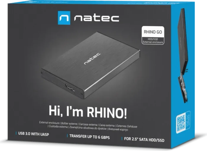 Natec Rhino Go, schwarz, 2.5", USB 3.0 Micro-B
