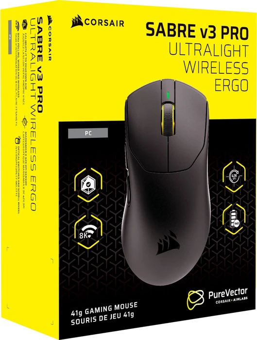 Corsair Sabre v3 Pro PureVector Ultralight Ergo Wireless, schwarz, USB