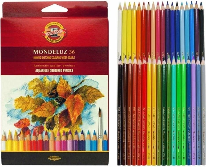 Koh-I-Noor Mondeluz Aquarellstift sortiert, Pappetui, Anspitzer, 36er-Set (K3719)
