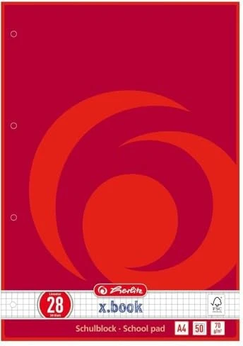 Herlitz x.book Schulblock, A4, Lineatur 28, 50 Blatt