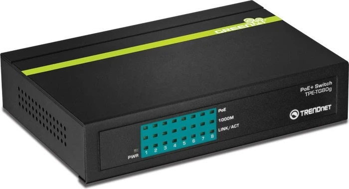 TRENDnet TPE-TG Desktop Gigabit Switch, 8x RJ-45, 123W PoE+