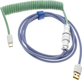 Ducky Premicord Spiralkabel USB-C auf USB-A, Tastaturkabel (Spiral-Textilkabel), 1.8m, Iris