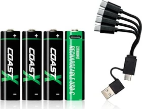 Coast Zithion-X AA Rechargeable USB-C 2400mAh, 4er-Pack
