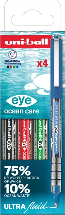 Uni-Ball Eye Ocean Care 0.7 Tintenroller (Mine) sortiert, 4er-Set, Etui