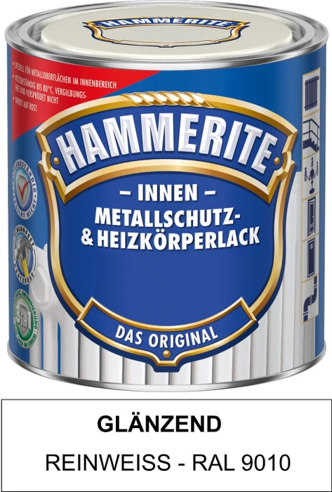 Hammerite Metallschutz- & Heizkörperlack innen glänzend weiß, 500ml
