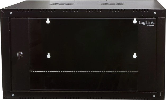 LogiLink Canovate Wandgehäuse 6HE, einteilig, Sicherheitsglastür, schwarz, 560mm tief
