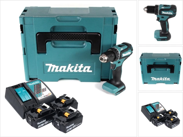 Makita DDF485RF3J Akku-Bohrschrauber inkl. MAKPAC + 3 Akkus 3.0Ah