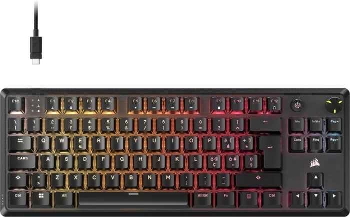 Corsair Gaming K70 CORE TKL RGB, schwarz, MLX RED V2, USB, IT