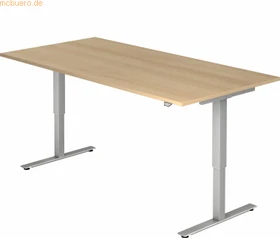 Hammerbacher Ergonomic Aktiv XMST2E/E/S elektrisch höhenverstellbarer Sitz-Steh-Schreibtisch 200x100cm Eiche/silber