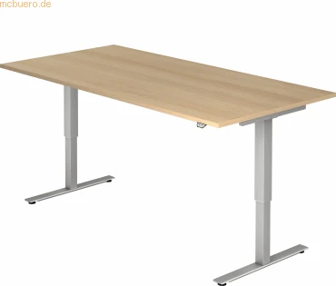 Hammerbacher Ergonomic Aktiv XMST2E/E/S elektrisch höhenverstellbarer Sitz-Steh-Schreibtisch 200x100cm Eiche/silber