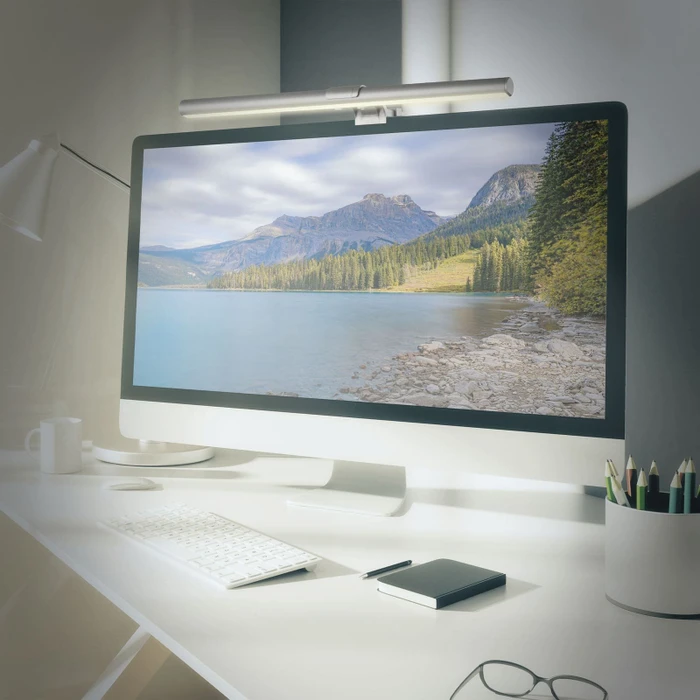Briloner CCT Monitorleuchte, LED-Lampe für Monitore, dimmbar, silber, USB