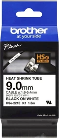 Brother HSe-221E Schrumpfschlauch, 9mm, schwarz/weiß