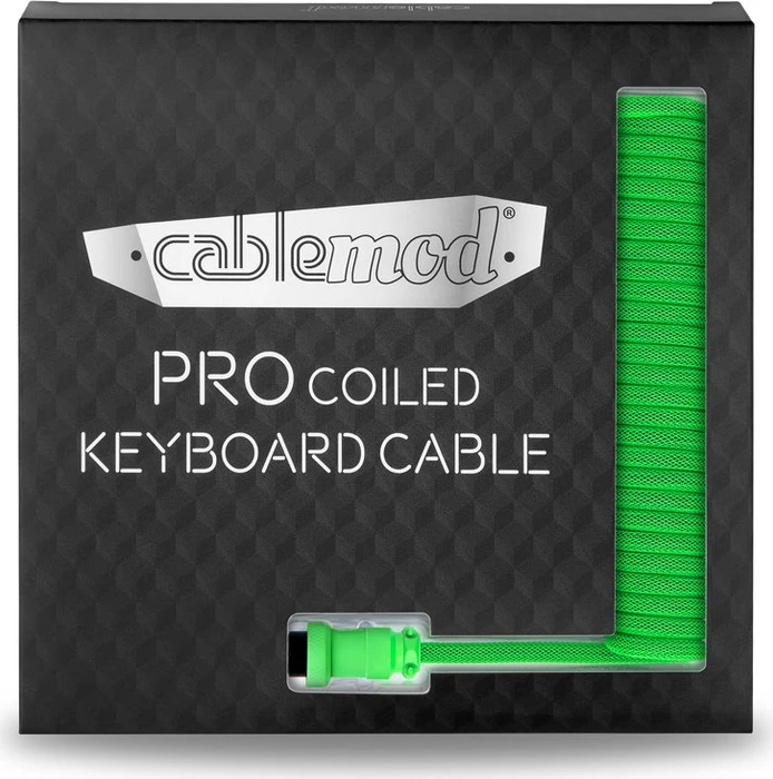 CableMod Pro Coiled Keyboard Cable USB Micro-B auf USB-A, Tastaturkabel (Spiral-Textilkabel), 1.5m, Viper Green