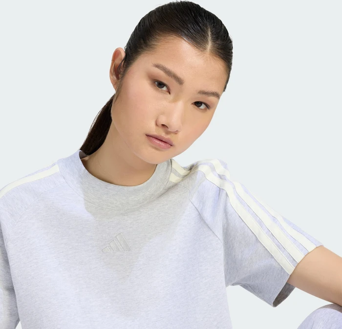 adidas Kit T-Shirt kurzarm light grey heather/off white (Damen)