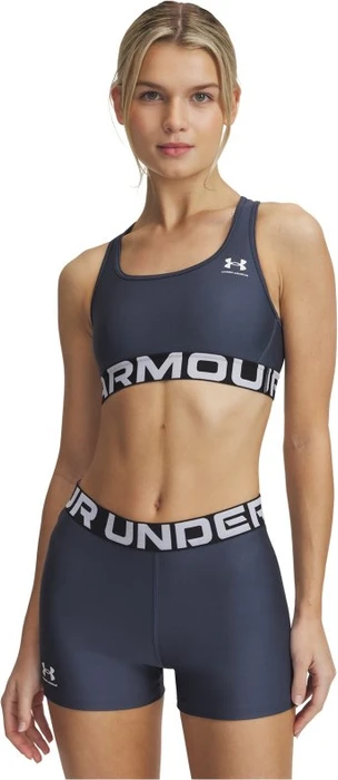 Under Armour HeatGear Armour Mid Sport-BH downpour gray/white (Damen)