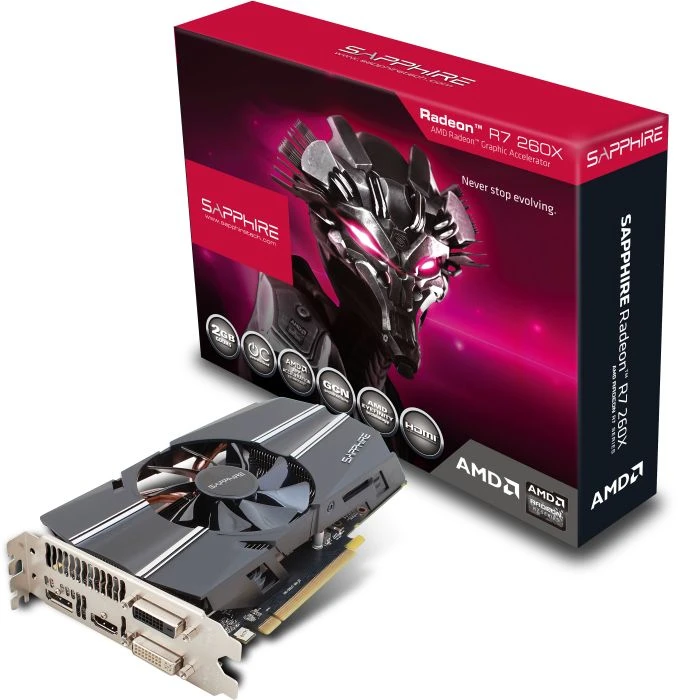 Sapphire Radeon R7 260X OC, 2GB GDDR5, 2x DVI, HDMI, DP, lite retail