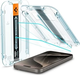 Spigen GLAS.tR EZ Fit Sensor Protection Screen Protector für Apple iPhone 15 Pro Max, 2er-Pack