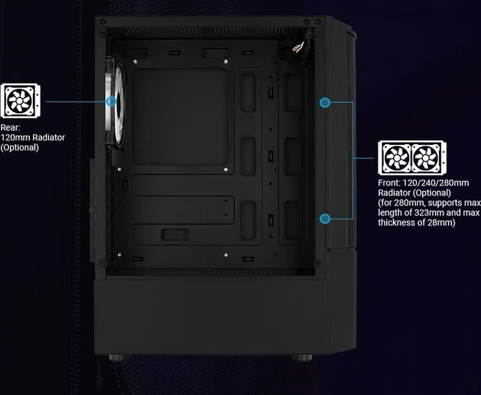 AeroCool Quantum Mesh [V2], schwarz, Lüfter LED Fixed RGB, Glasfenster
