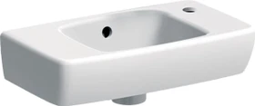 Geberit Renova Compact Handwaschbecken verkürzte Ausladung mit Ablagefläche 45cm, Hahnloch rechts, mit Überlauf, weiß