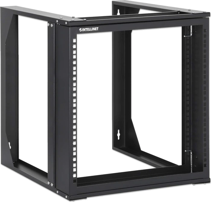 Intellinet 19" 2-Pfosten Laborgestell 9HE, zur Wandmontage, 2 Tragschienen, RAL 9004, 450mm tief