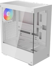 AeroCool Pivot White, inkl. 1x Lüfter, Lüfter LED Fixed RGB, Glasfenster
