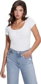 Guess Schmuckknöpfe T-Shirt kurzarm weiß (Damen)