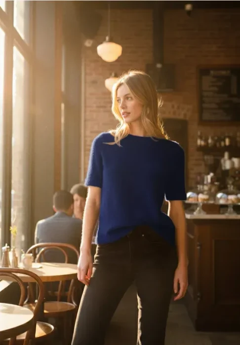 Street One Studio Kuscheliges Basic T-Shirt kurzarm zenith blue (Damen)
