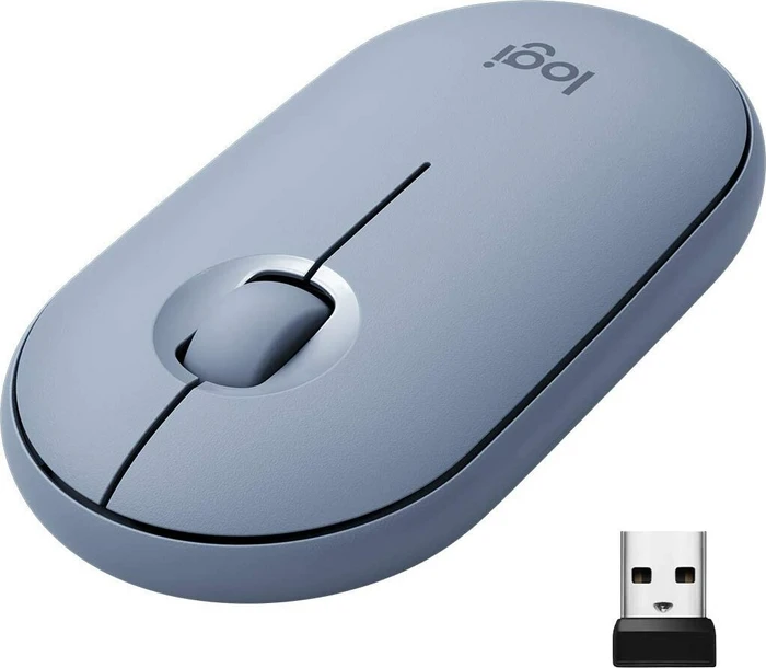 Logitech M350 Pebble Wireless Mouse Blue Grey, USB/Bluetooth