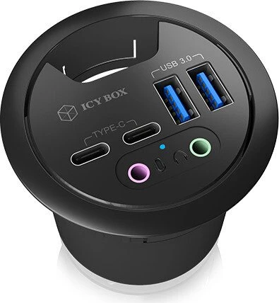 RaidSonic Icy Box IB-HUB1403B Tisch-Hub, 2x USB-C 3.0, 2x USB-A 3.0, USB-A 3.0 [Stecker]