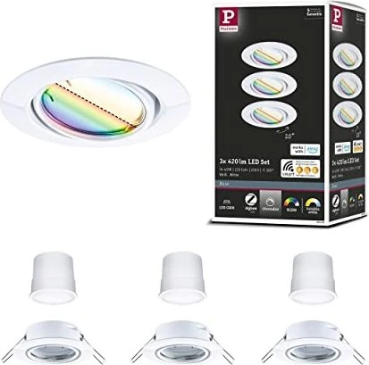 Paulmann Base Coin Basisset LED Einbauleuchte RGB 4.9W weiß, 3 Stück