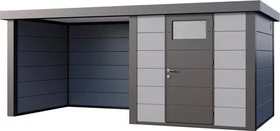 Telluria Classico 2424 Gerätehaus inkl. Anbau 2.84m links hellgrau